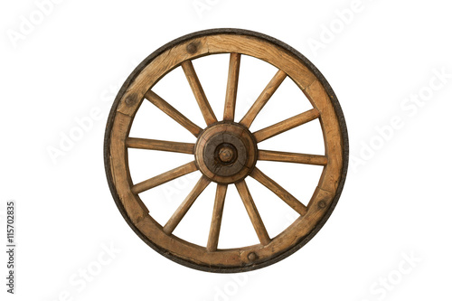 brown old wooden wheel