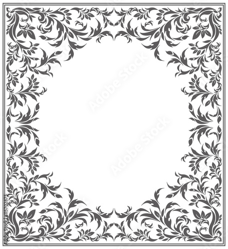 Elegant oval frame with vintage floral ornament
