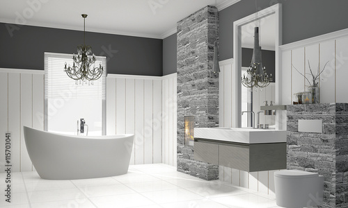 Luxuri  ses modernes Badezimmer mit freistehender Badewanne Bathroom
