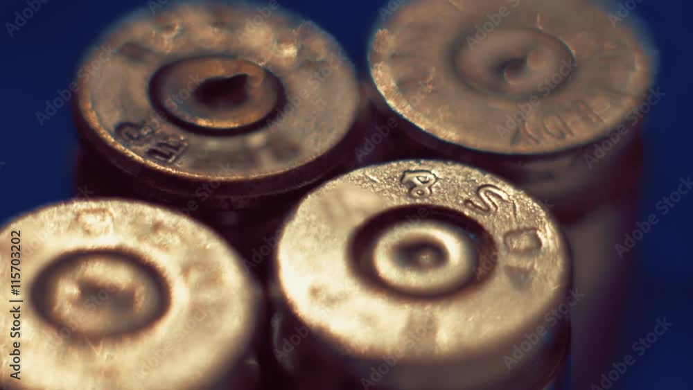 Spent cartridges with a broken capsule. Closeup. Color correction Spent cartridges with a broken capsule. Closeup. Color correction