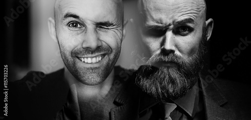 Vászonkép male portrait collage of a split personality