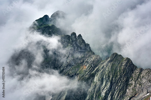 Misty rocky mountains