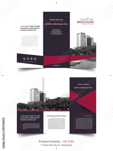 Set of Business tri fold brochure Template. Corporate Leaflet, Cover Design of building background, layout in A4 size.