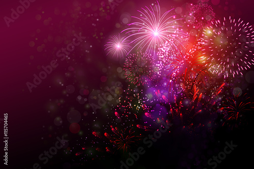  Colorful fireworks with some copy space to the left