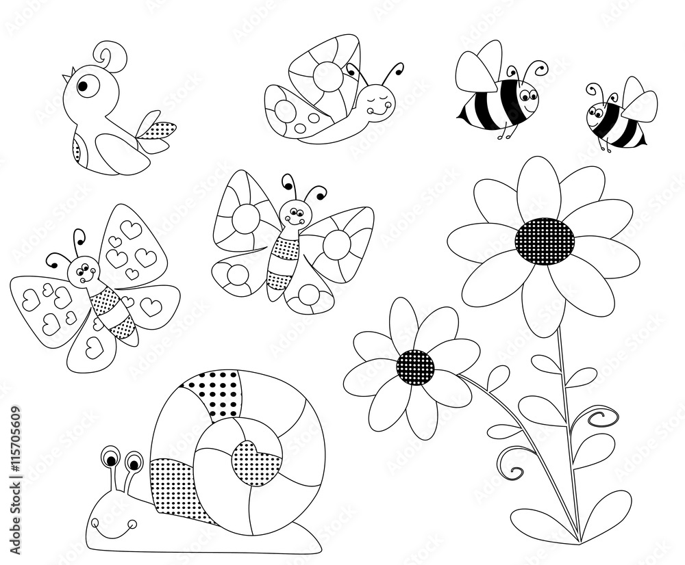 spring coloring pages for children   vectors illustration with a ...