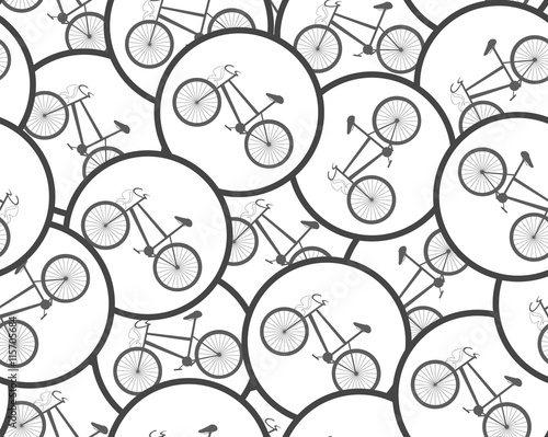Abstract vector seamless pattern with round signs with cycles