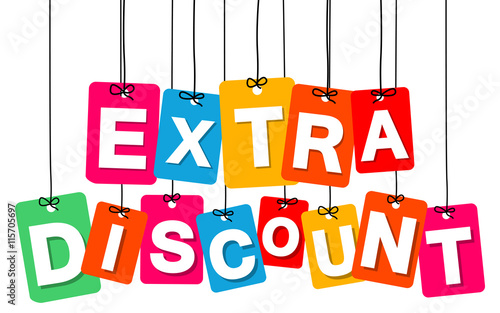 Vector colorful hanging cardboard. Tags - extra discount