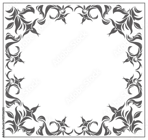 Stylish circle frame with vintage ornaments and floral elements
