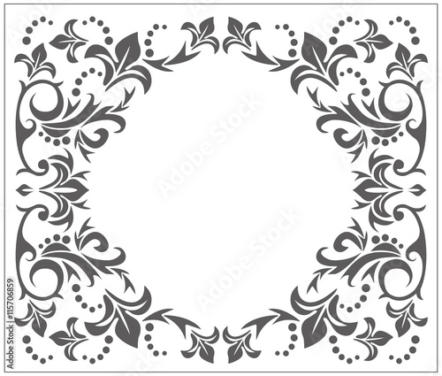 Vintage circle frame with flowers and leaves