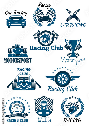 Isolated icons for racing and motorsports