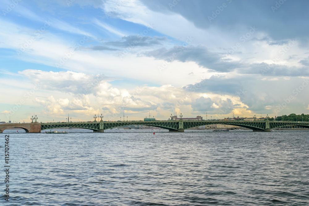 View of Trinity bridge in St. Petersburg