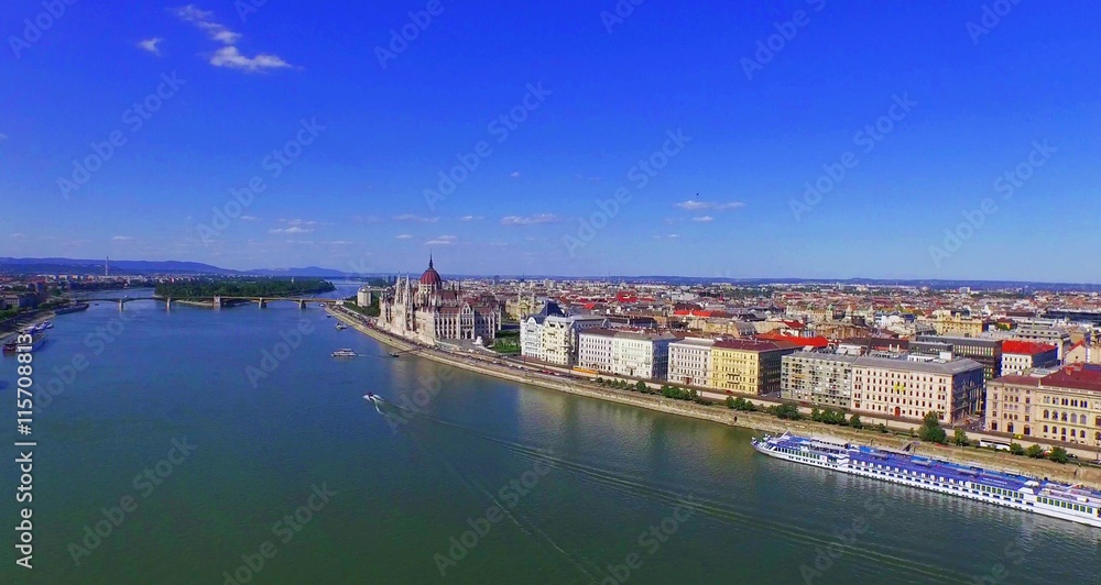 Hungarian parliament aerial view