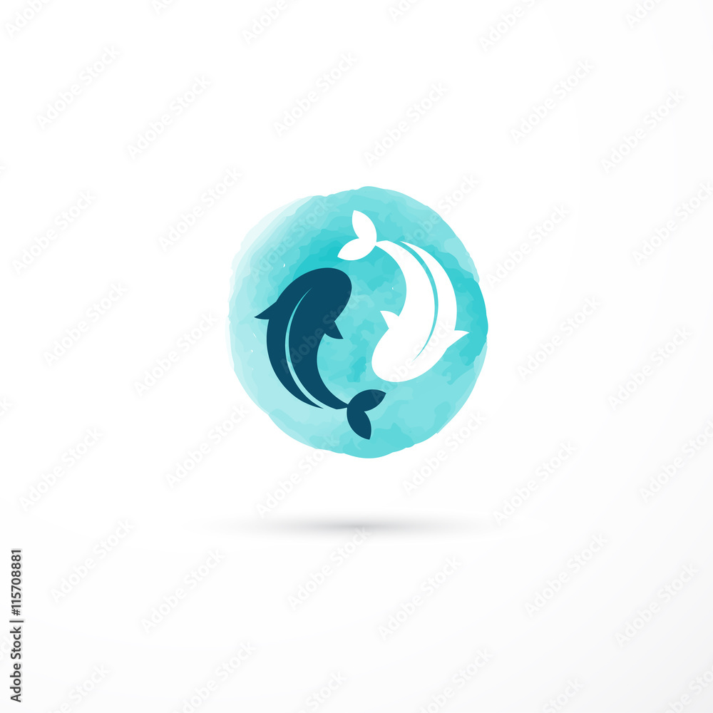 Alternative medicine and wellness, yin yang concept - vector watercolor icon Alternative medicine and wellness, yin yang concept - vector watercolor icon