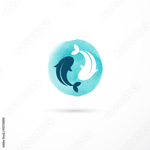 Alternative medicine and wellness, yin yang concept - vector watercolor icon