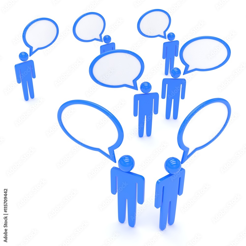 people with talk bubbles isolated over a white background. 3d rendering. people with talk bubbles isolated over a white background. 3d rendering.