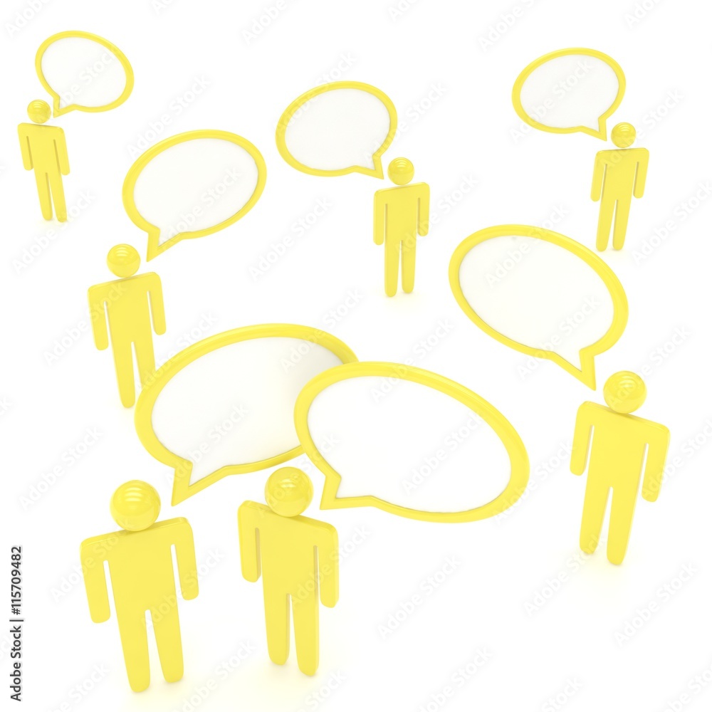 people with talk bubbles isolated over a white background. 3d rendering. people with talk bubbles isolated over a white background. 3d rendering.