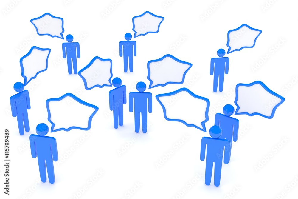people with talk bubbles isolated over a white background. 3d rendering. people with talk bubbles isolated over a white background. 3d rendering.