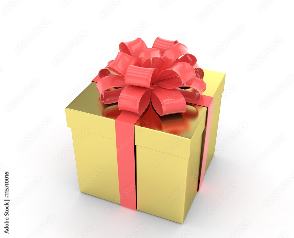Obraz premium gift box with bows isolated on white. 3d rendering.