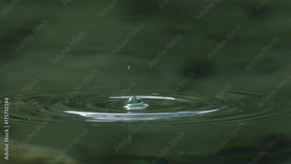 SLOW MOTION: Water drop falling into the lake splashing around SLOW MOTION: Water drop falling into the lake splashing around