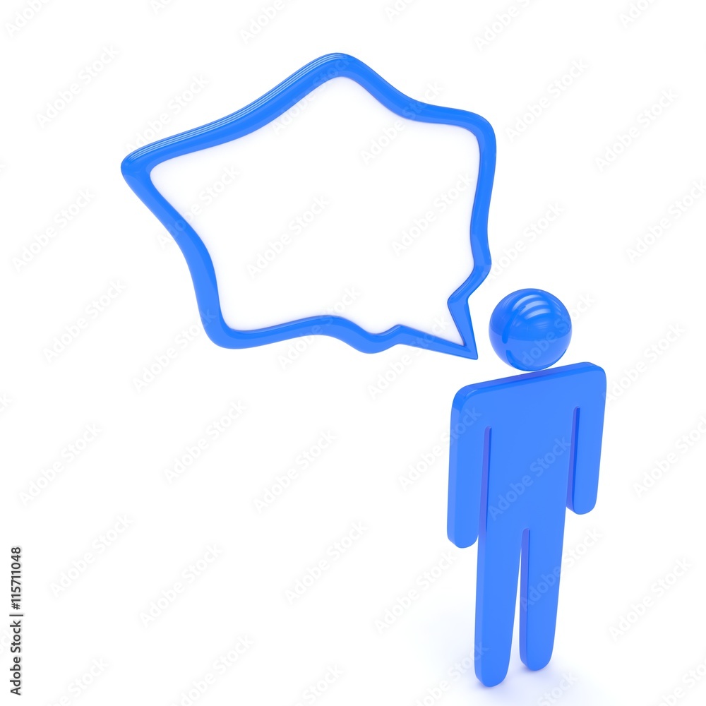 3d man with talk bubbles isolated over a white background. 3d rendering. 3d man with talk bubbles isolated over a white background. 3d rendering.