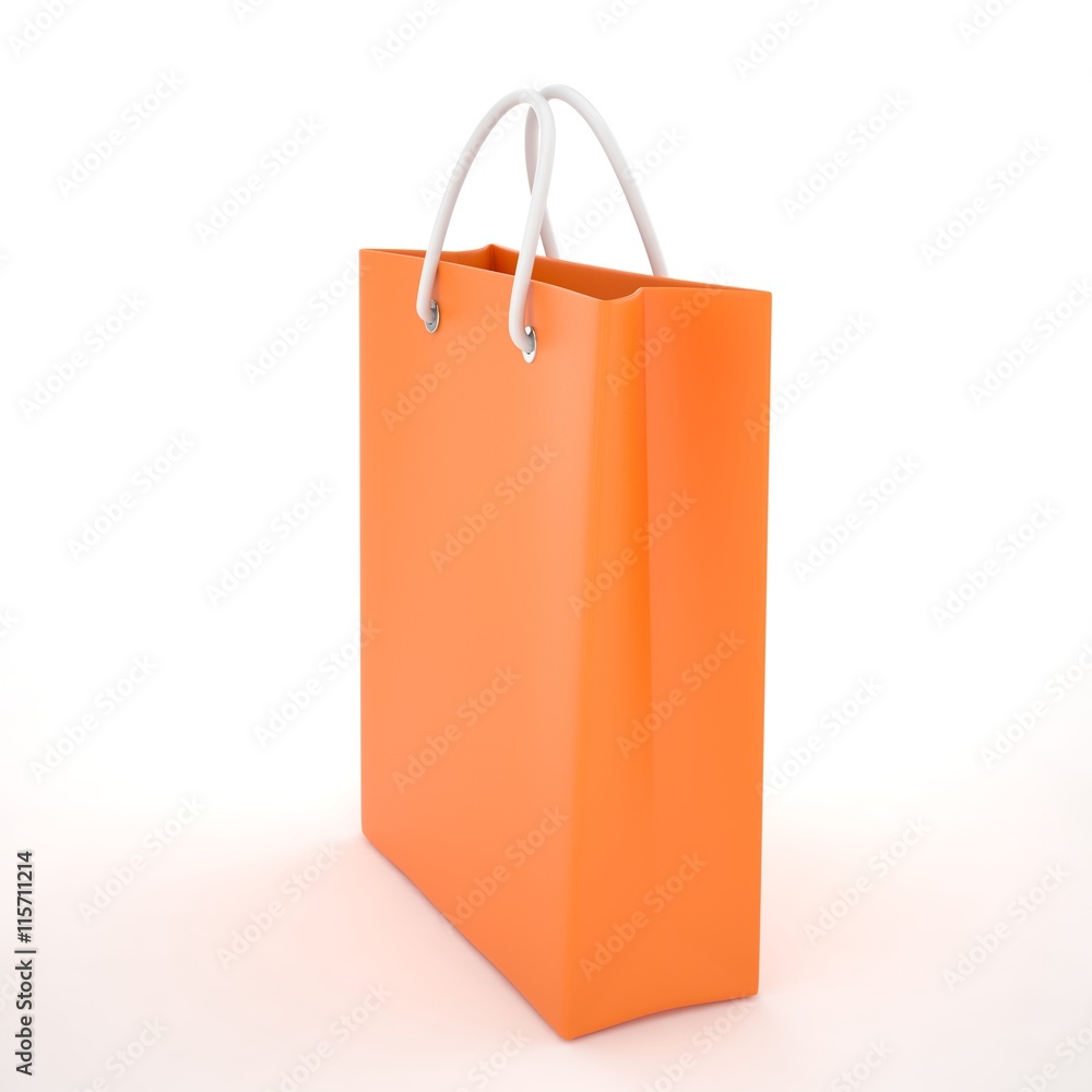 Paper Shopping Bag isolated on white background. 3d rendering. Paper Shopping Bag isolated on white background. 3d rendering.