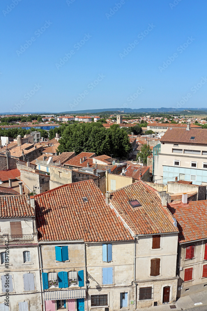 view above old town Arles in Southern France