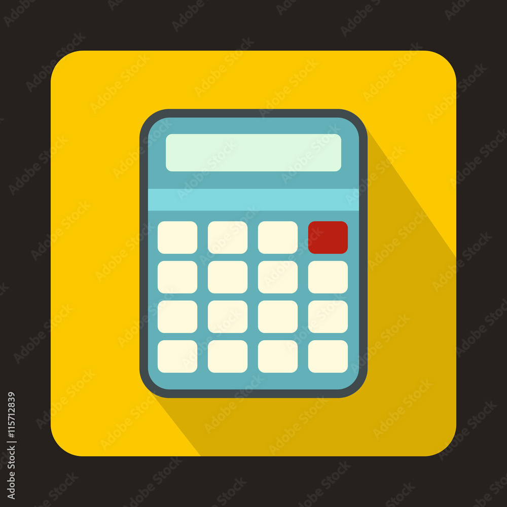 Calculator icon in flat style on a yellow background Calculator icon in flat style on a yellow background