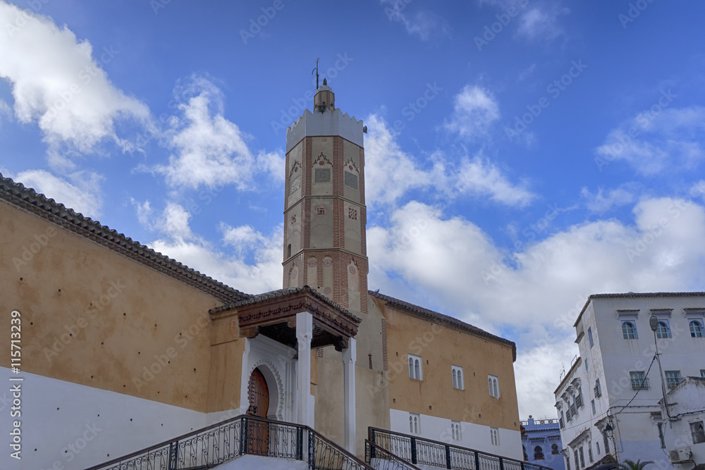 mezquita de la medina azul de chefchaouen, marruecos