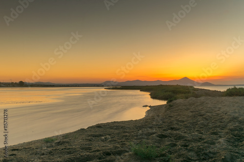 Sunset at the wetland of Oropos in Greece with and hdr technique. 