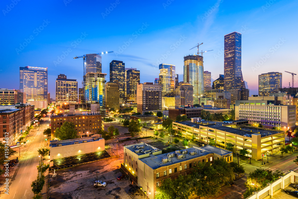 Naklejka premium Houston, Teksas, USA Downtown Skyline