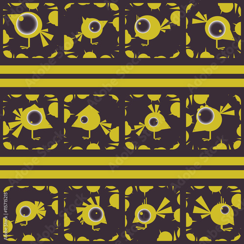 Set of funny birds. Abstract shooting gallery. Vector