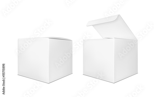 Blank paper box on white background