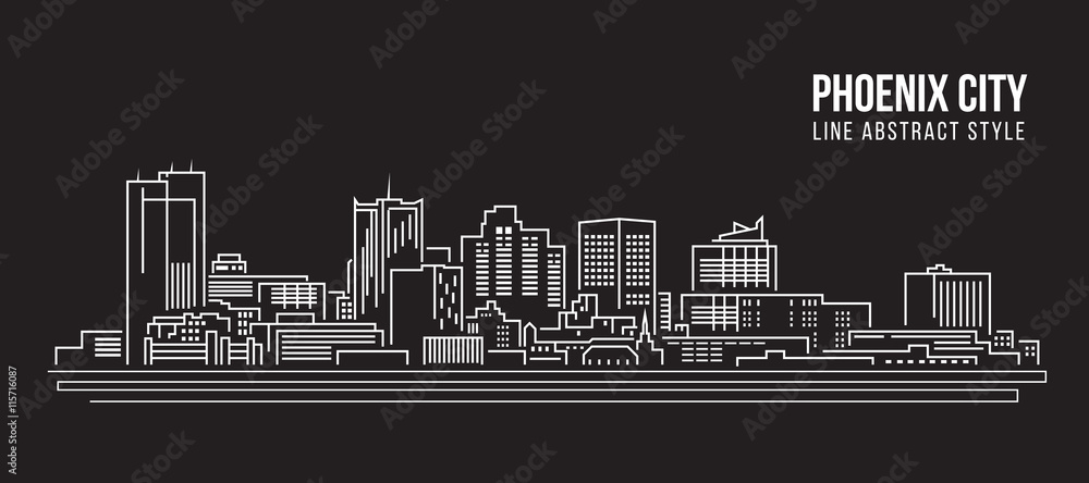 Cityscape Building Line art Vector Illustration design - Phoenix city