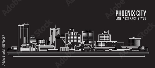 Cityscape Building Line art Vector Illustration design - Phoenix city
