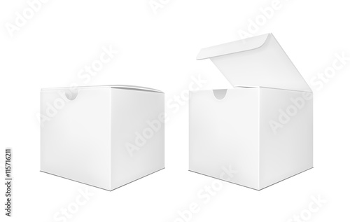 Blank paper box on white background