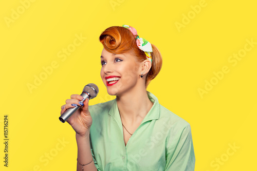 Singer. Woman with microphone