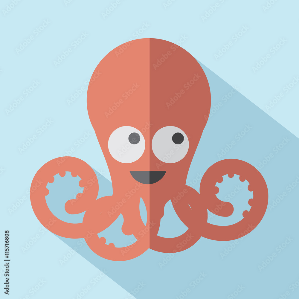 Fototapeta premium Modern Flat Design Octopus Icon Vector Illustration.