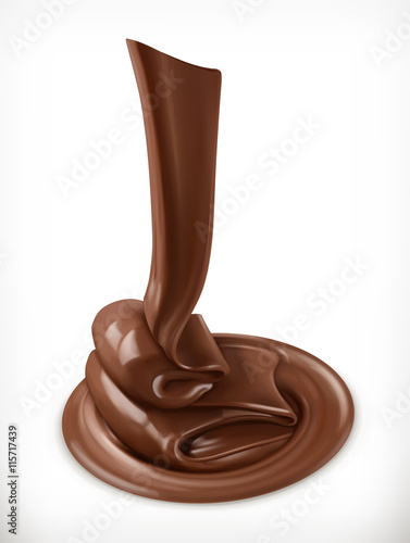 Melted chocolate, cream, butter swirl, vector graphic element, mesh