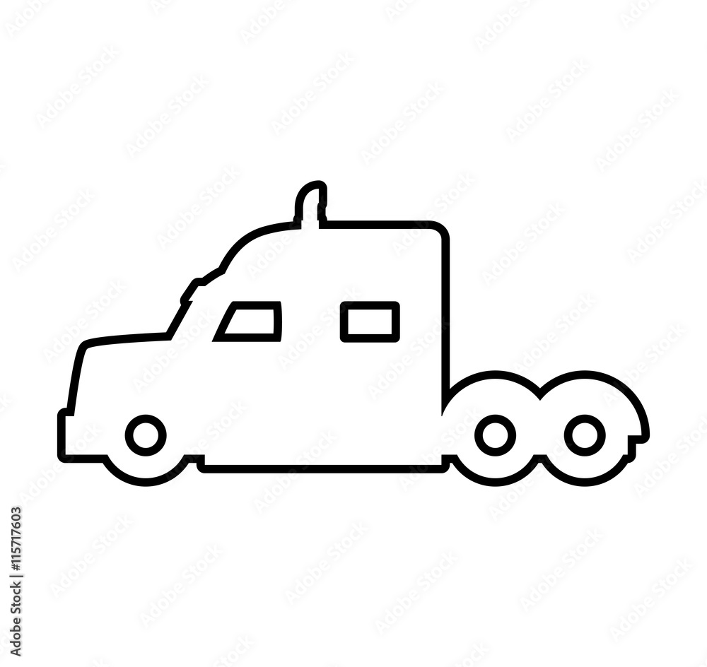 Transportation concept represented by truck silhouette icon. Isolated and flat illustration