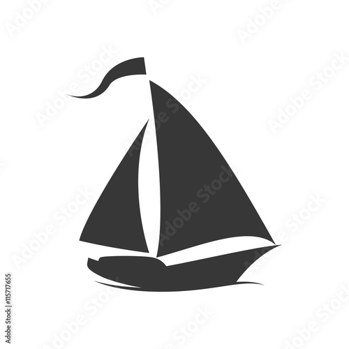 Transportation concept represented by sailboat silhouette icon. Isolated and flat illustration