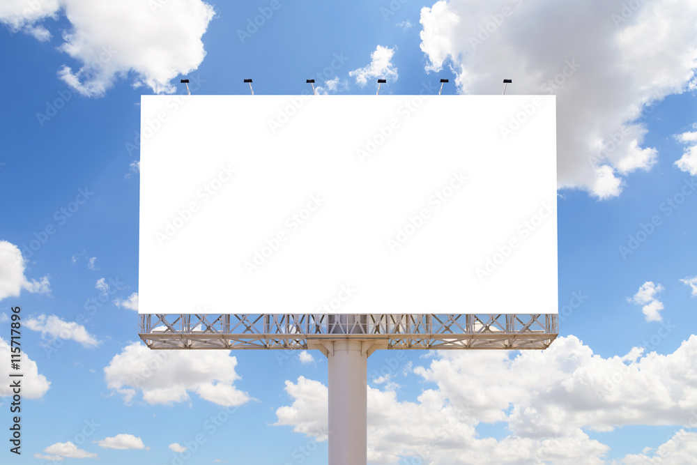 Blank billboard with blue sky and clouds for advertisement. Blank billboard with blue sky and clouds for advertisement.
