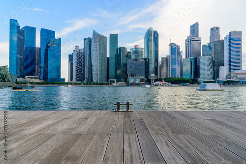Canvas Print Singapore city skyline of business district downtown in daytime.