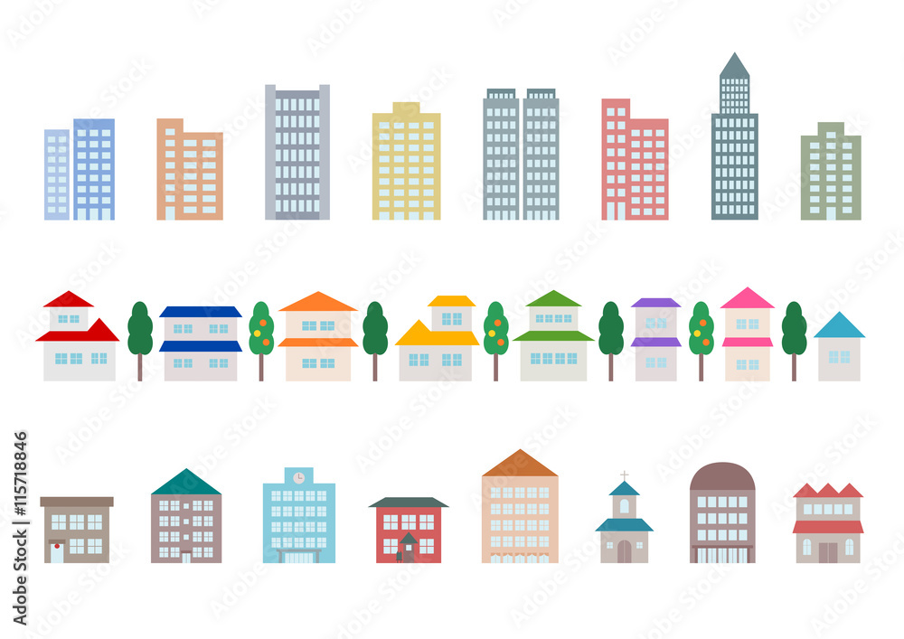 建物のイラストアイコンセット Stock Vector Adobe Stock 建物のイラストアイコンセット Stock Vector Adobe Stock