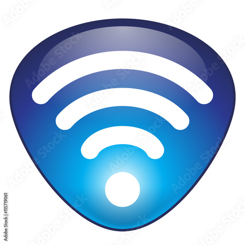 Blauer, dreidimensionaler Wi-Fi-Button – Vektor / freigestellt