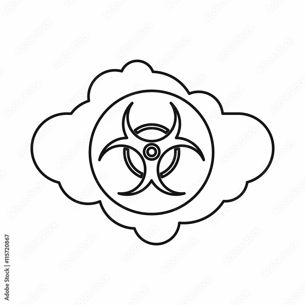 Cloud with biohazard symbol icon in outline style isolated vector illustration Cloud with biohazard symbol icon in outline style isolated vector illustration