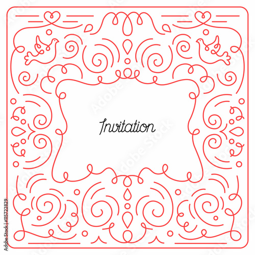 Cute vector frame in mono line trendy style. Vector illustration