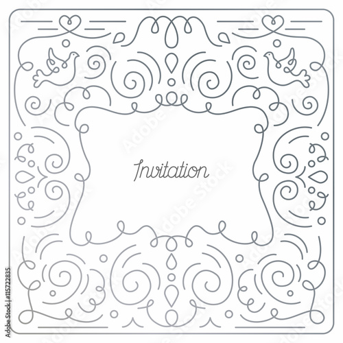 Cute vector frame in mono line trendy style. Vector illustration