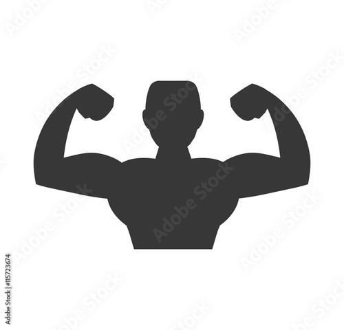 Healthy lifestyle and bodybuilder concept represented by Muscle man icon. Isolated and flat illustration