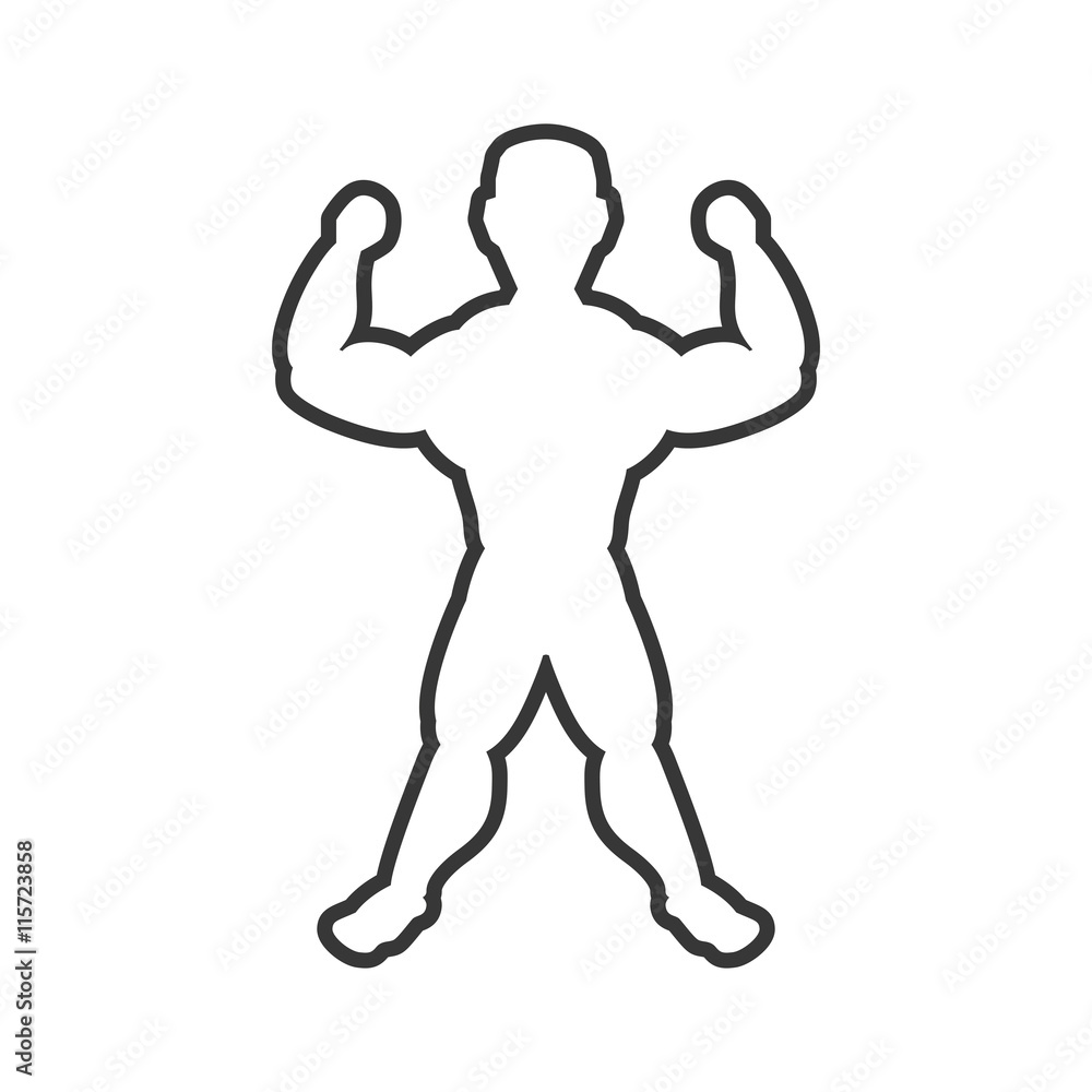 Healthy lifestyle and bodybuilder concept represented by Muscle man icon. Isolated and flat illustration Healthy lifestyle and bodybuilder concept represented by Muscle man icon. Isolated and flat illustration