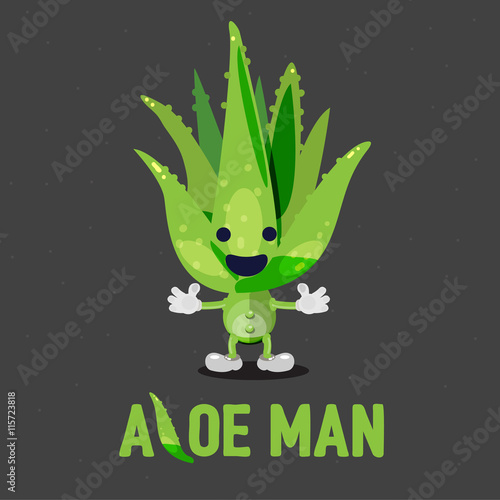 aloevera character design. mascot - vector